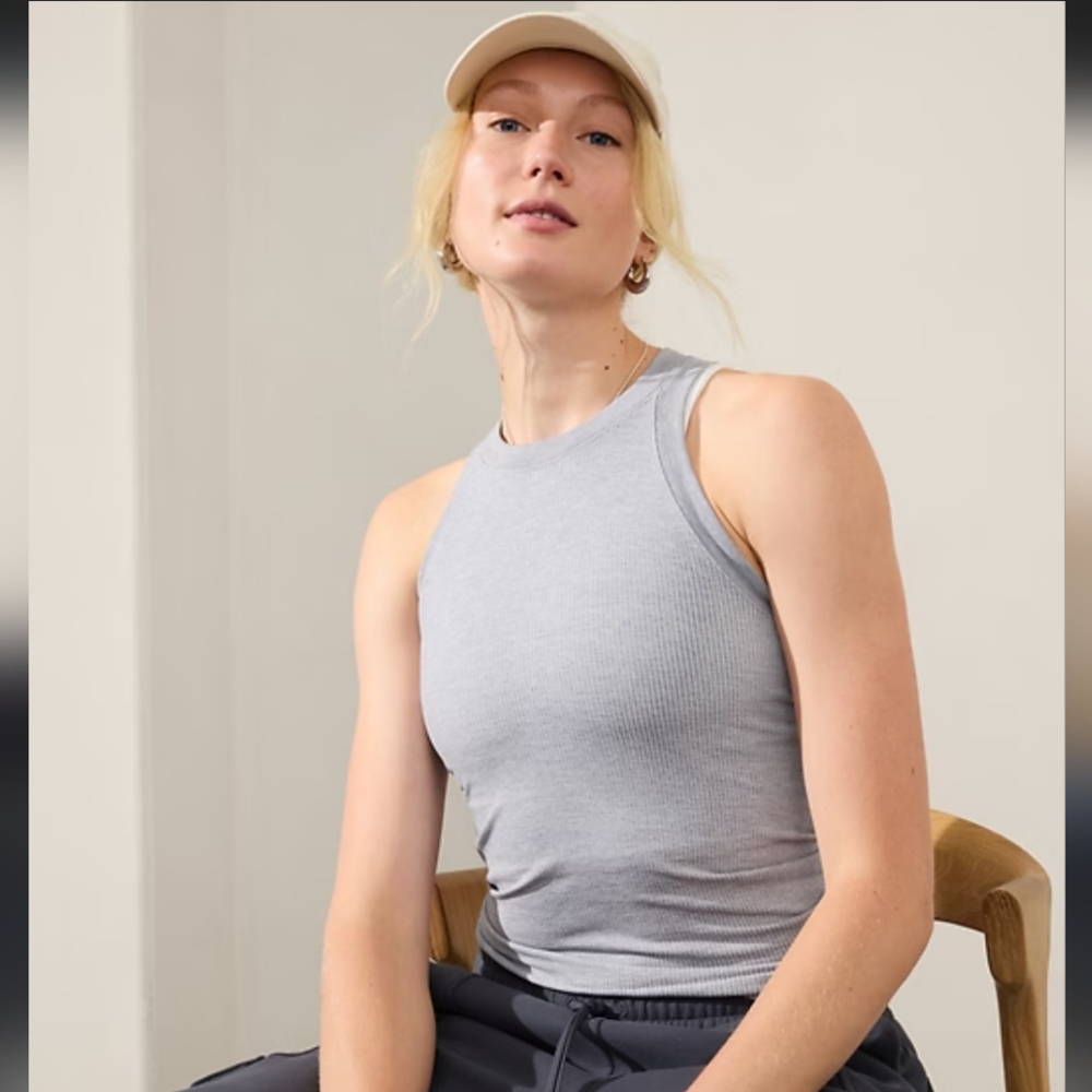 Athleta Renew Racerback Gray Stretchy Tank Small